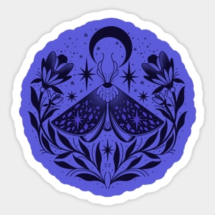 Midnight moth magic and folk flowers Sticker